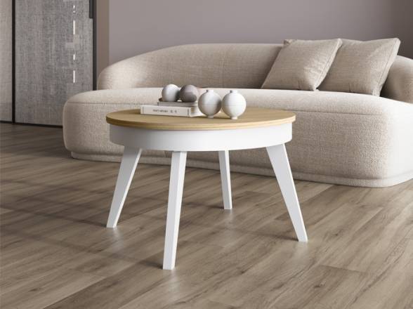 Mesa de centro elevable patas metálicas blancas