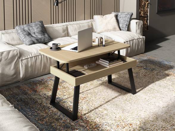 Mesa de centro elevable contos curvos