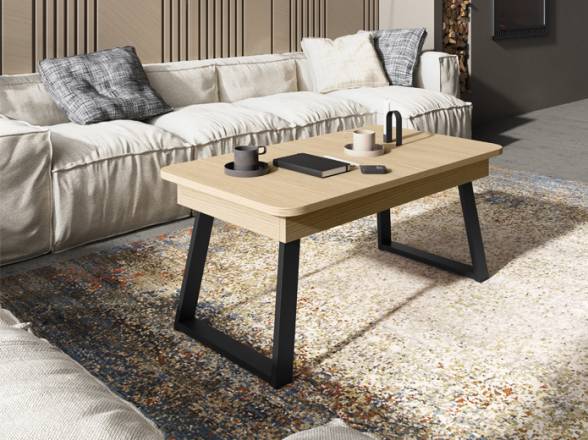 Mesa de centro pata metálica y canto curvo