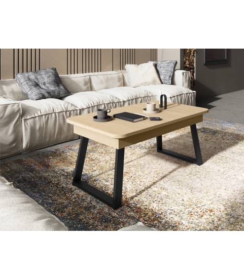 Mesa de centro pata metálica y canto curvo