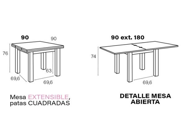 Mesas cuadradas comedor extensibles