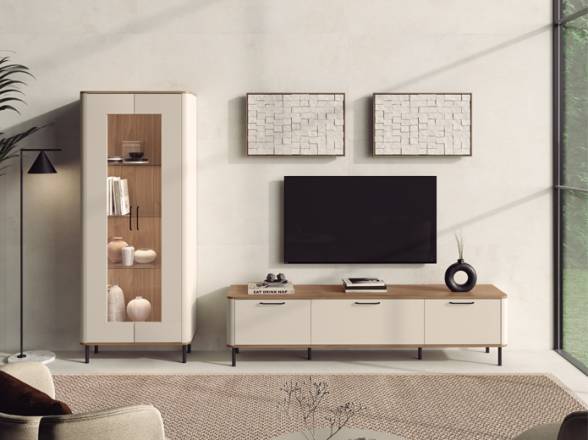Mueble de salón con vitrina