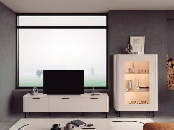Mueble bajo para televisión y vitrina 3 metros