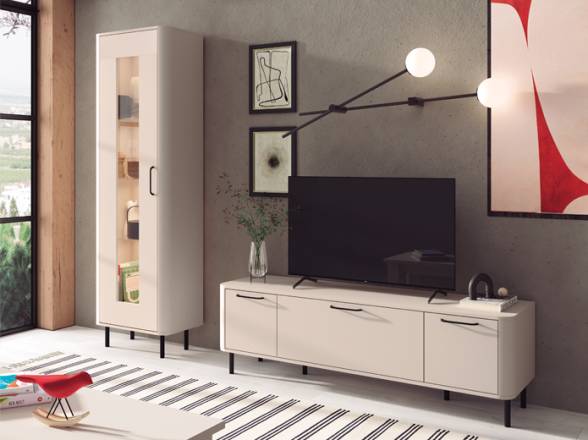 Mueble televisión y vitrina estrecha - Muebles Ramis en Madrid