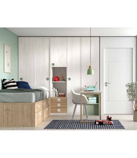 Habitación juvenil con armario gran capacidad