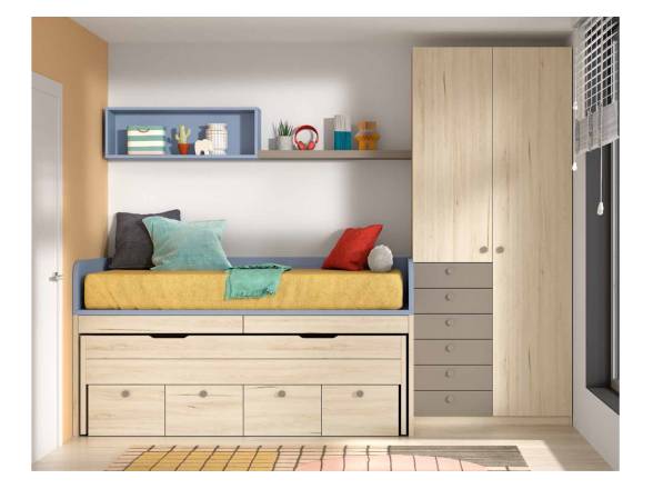 Cama con escritorio extraíble integrado