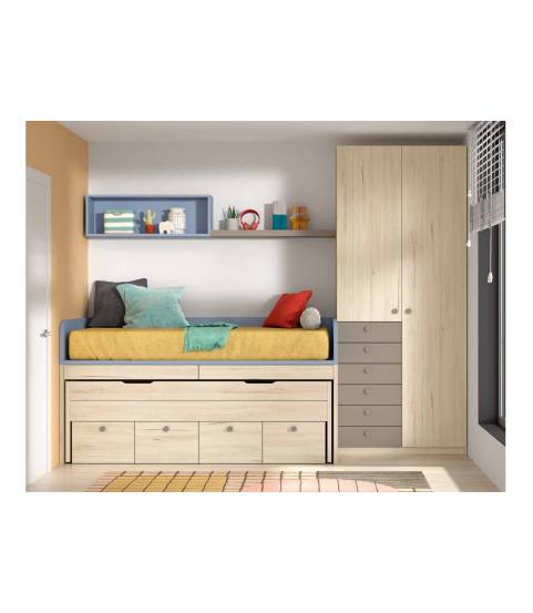 Cama con escritorio extraíble integrado