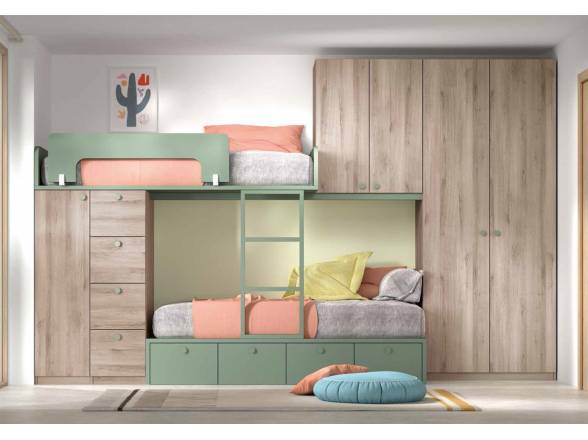 Dormitorio juvenil con cama tren