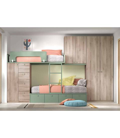Dormitorio juvenil con cama tren