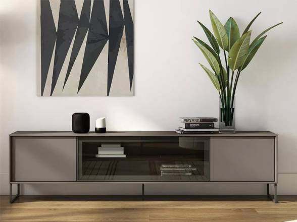 Mueble tv con puerta cristal