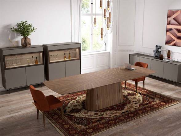 Mesa de comedor extensible de diseño en Chapa Natural