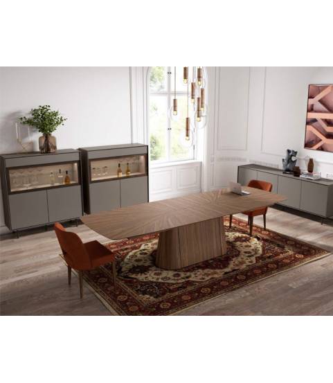 Mesa de comedor extensible de diseño en Chapa Natural
