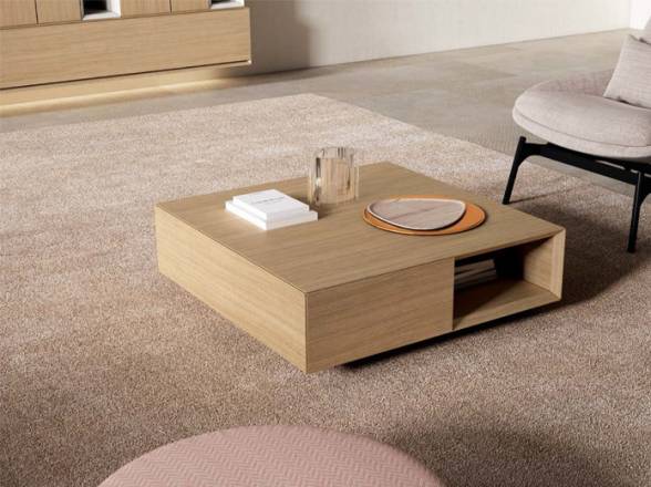Mesa de centro cuadrada con cajones