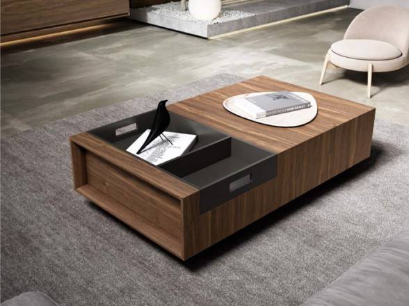 Mesa de centro con cajón y bandeja