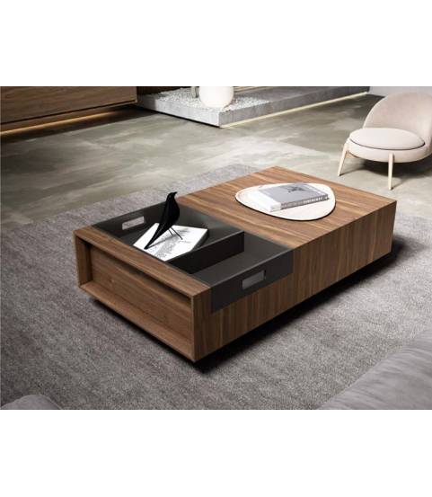 Mesa de centro con cajón y bandeja