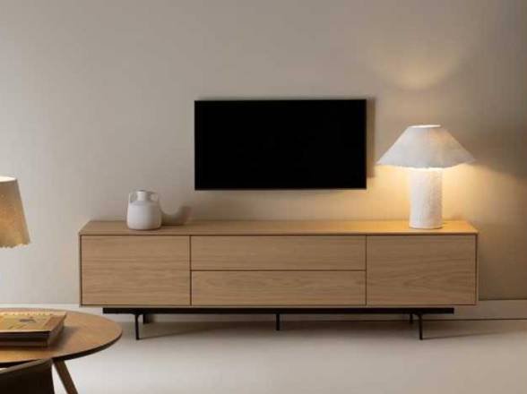 Mueble tv chapa chapado en roble