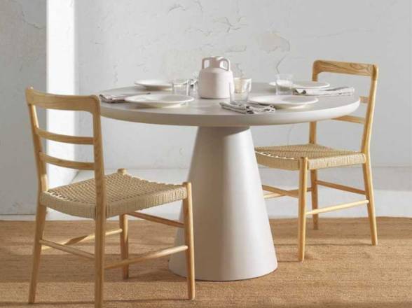 Mesa comedor redonda 120 lacada blanco crudo