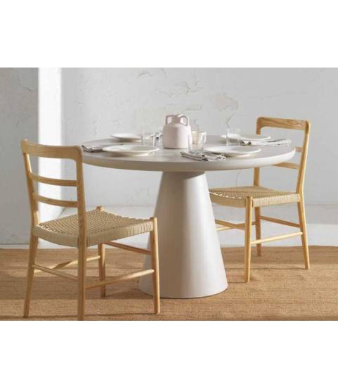 Mesa comedor redonda 120 lacada blanco crudo
