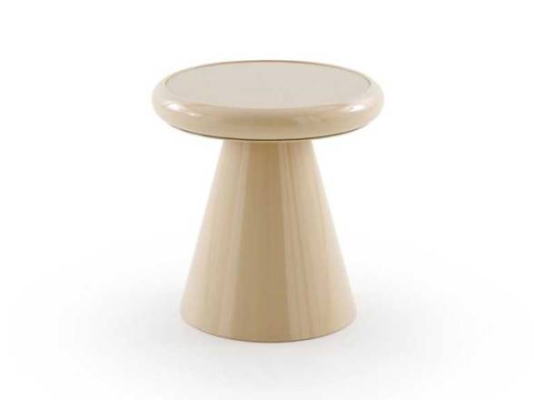 Mesa auxiliar metal beig con cristal