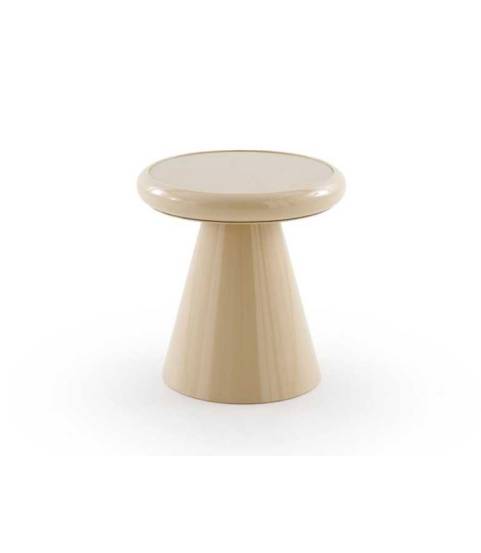 Mesa auxiliar metal beig con cristal