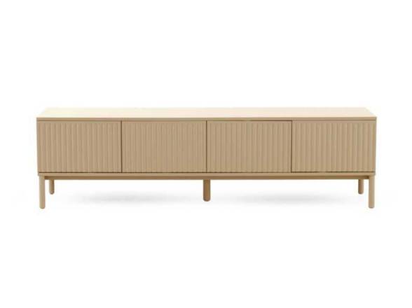 Mueble tv frente ranuras acanaladas beige