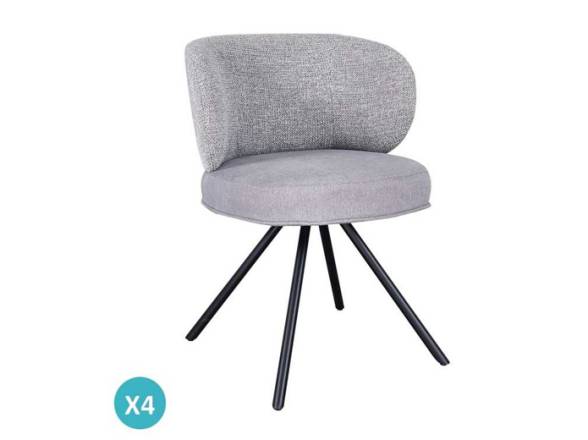 Pack 4 sillas tapizadas giratorias color gris