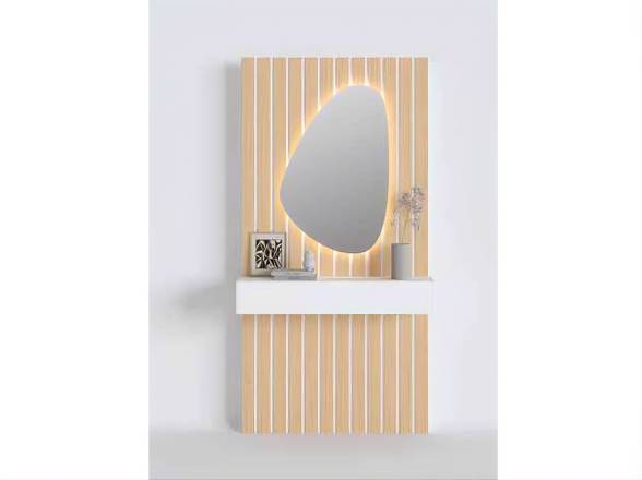 Mueble recibidor con panel palillería