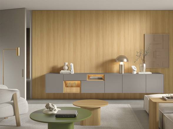 Mueble para tv suspendido con panel - Kazzano B009