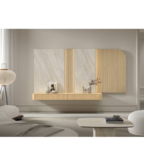 Mueble tv suspendido con panel B015 Kazzano colección Boll