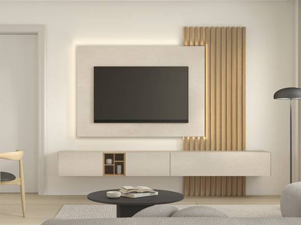 Mueble de salón suspendido con panel - Kazzano Boll