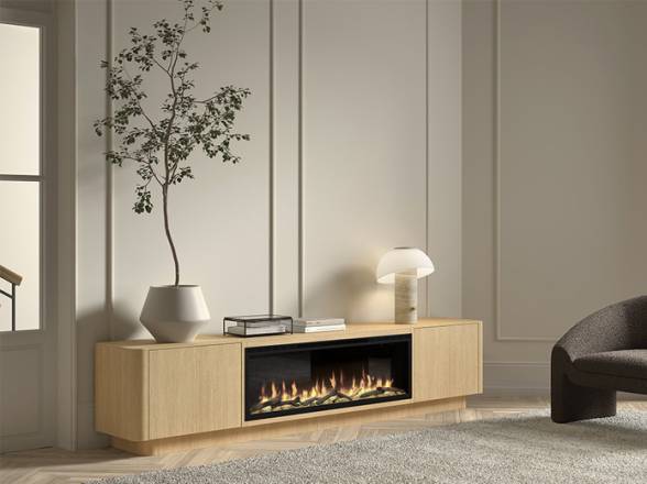 Mueble bajo para tv con chimenea eléctrica - Tienda de muebles en Madrid