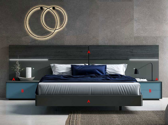Dormitorio moderno con mesitas