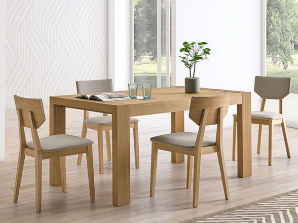 ✓ Los mejores conjuntos de mesa y sillas en León  Muebles Valencia ®  Unidades 4 sillas Acabado Roble Sacra Pemi Tela Armani C1 Pemi