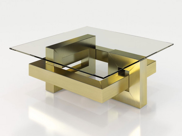 Mesa de centro con patas color oro