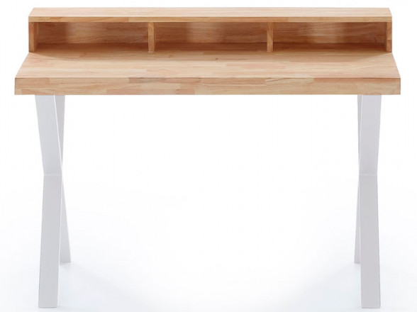 Mesa de estudio de madera con patas metálicas