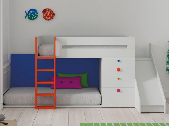 Litera Infantil con Tobogán en Cádiz  Muebles Valencia® Acabado A Blanco  Infiniti 02 JotajotaPe Acabado B Capri Infiniti 02 JotajotaPe Acabado C  Mandarina Infiniti 02 JotajotaPe