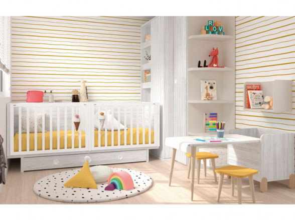 Cuna infantil con ruedas en Madrid | Muebles Valencia® Acabado A Luna -  RosMini Laca Acabado B Caliza - RosMini Laca