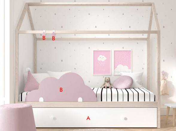 Dormitorio juvenil con dos camas en Madrid | Muebles Valencia® Acabado A  Gris Pizarra - RosKids Comple Acabado B Panacota - RosKids Comple