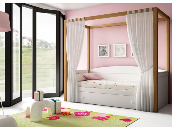 Cama nido blanca lacada Valencia. Cama blanca nido para habitación infantil  y juvenil