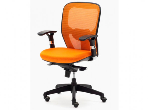 Silla de oficina naranja con ruedas