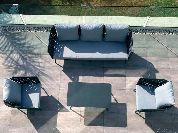Sofás de aluminio con fibra entramada para jardín Muebles Valencia®