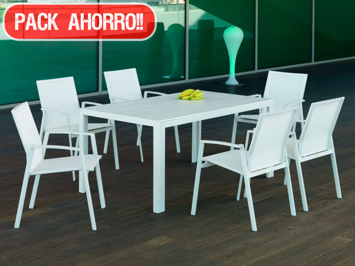 Conjunto de mesa y sillas de aluminio en promoción en Madrid