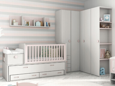 Habitaciones y dormitorios infantiles y de bebé en Muebles Valencia, tu tienda de muebles en Madrid