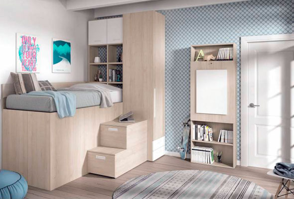 Dormitorios Juveniles con puertas y cajones en Muebles Valencia, tu tienda de muebles en Madrid