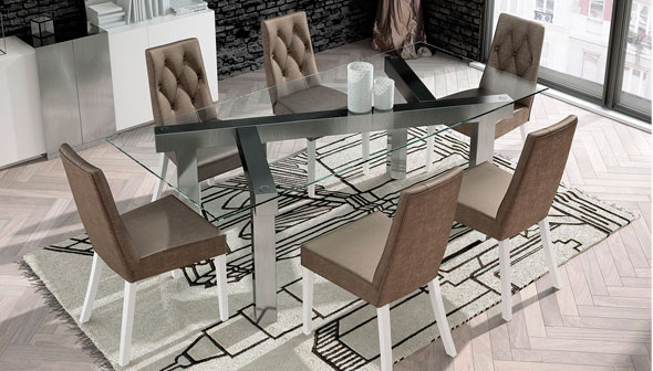 Mesas para comedor con tapa de vidrio en Muebles Valencia, tu tienda de muebles en Madrid