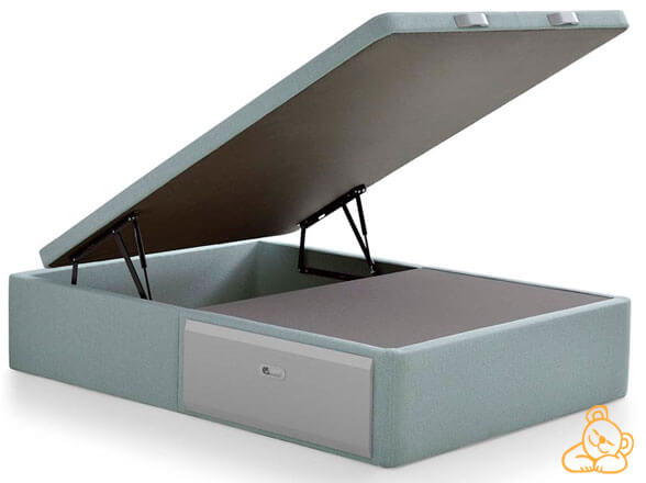 Canapé abatible tapizado con cajones laterales modelo Cáceres con un descuento del 35% en Muebles Valencia, tu tienda de Muebles en Madrid