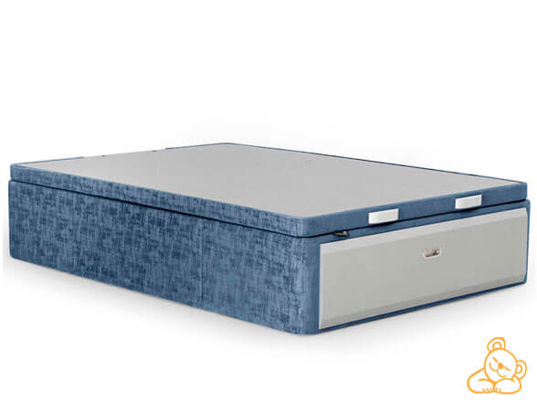 Canapé abatible tapizado con cajón frontal modelo Pamplona con un 20% de descuento en Muebles Valencia, tu tienda de Muebles en Madrid