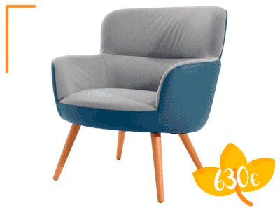 Promoción del sillón tapizado moderno Kai de Eqho en tu tienda de muebles en Madrid