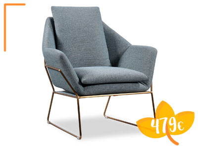 Promoción del sillón tapizado con patas metálicas Tuy de Eqho en tu tienda de muebles en Madrid