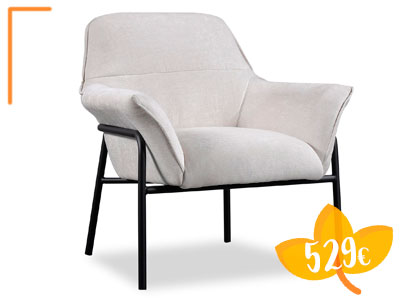 Promoción del sillón tapizado acolchado con patas de metal Udine de Eqho en tu tienda de muebles en Madrid